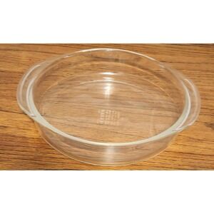 Vintage Pyrex 221 Clear Glass Round Cake Dish Pie Plate with Handles 8.25 Inch